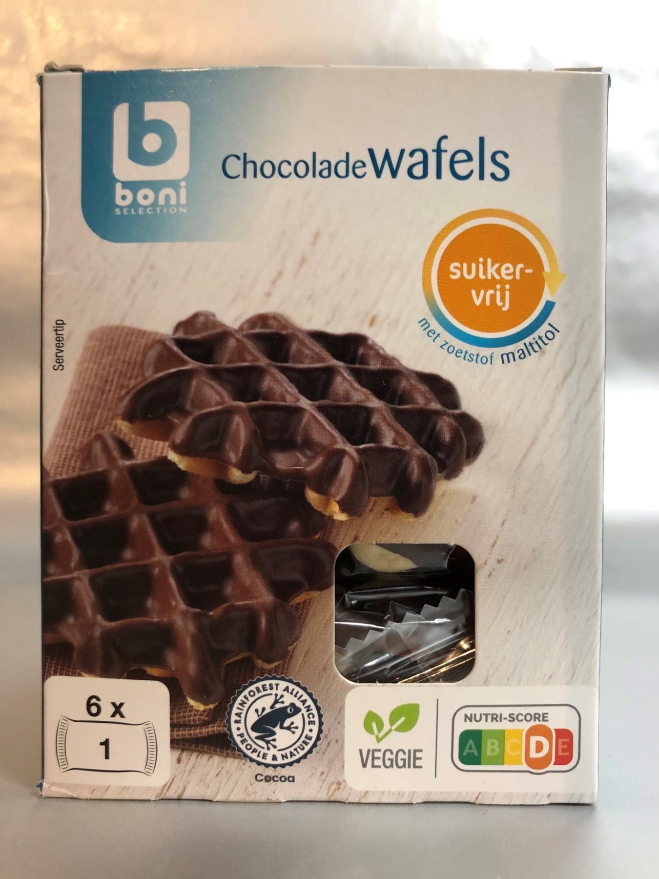 Boni sugar free waffles with Belgian chocolate
