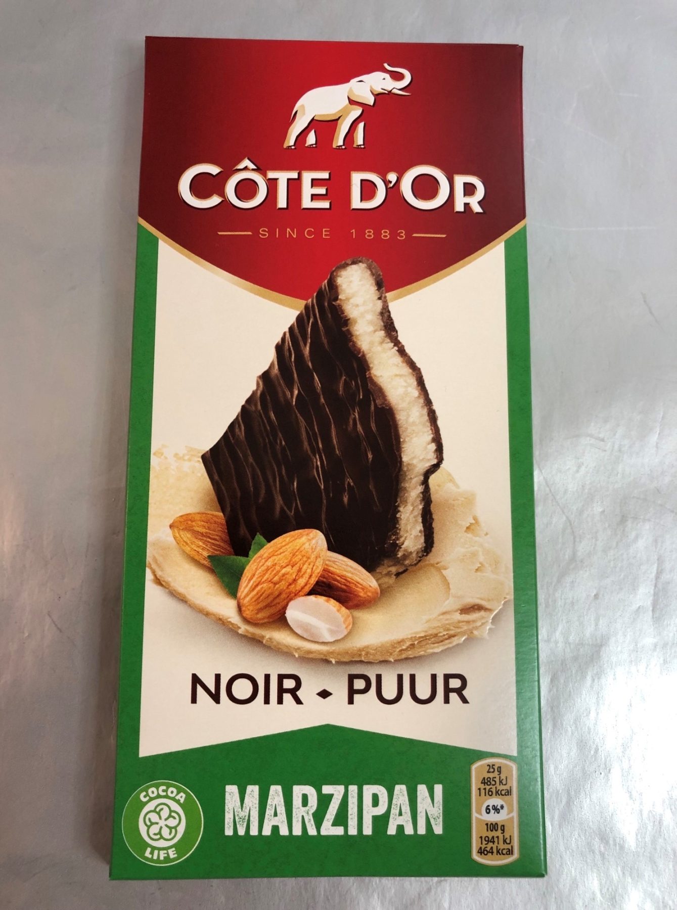 Cote D'Or dark chocolate with marzipan